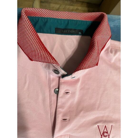 COPY - COPY - Greyson Men's XL Pink  Short Sleeve Golf Polo Shirt EUC - Picture 3 of 5